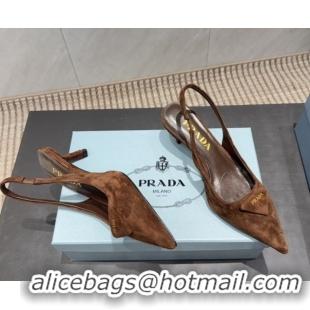 Durable Prada Suede Slingbacks Pump 5.5cm Brown 1I901M 1205049 2026