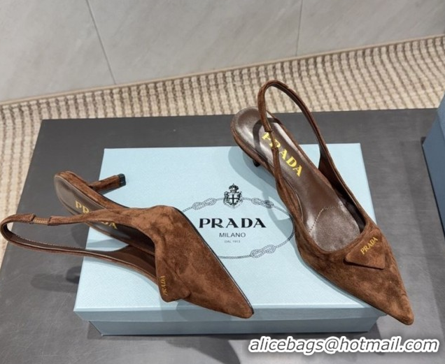 Durable Prada Suede Slingbacks Pump 5.5cm Brown 1I901M 1205049 2026