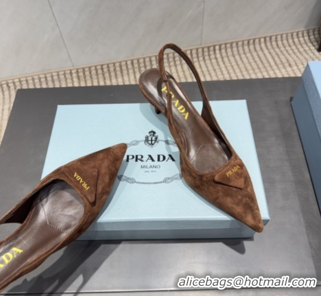 Durable Prada Suede Slingbacks Pump 5.5cm Brown 1I901M 1205049 2026