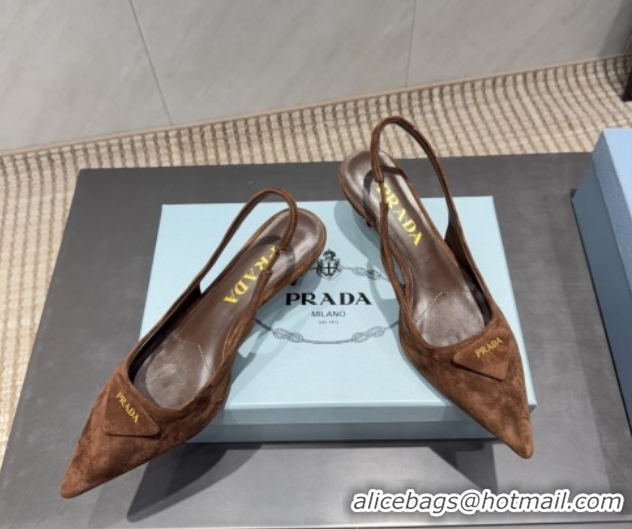 Durable Prada Suede Slingbacks Pump 5.5cm Brown 1I901M 1205049 2026