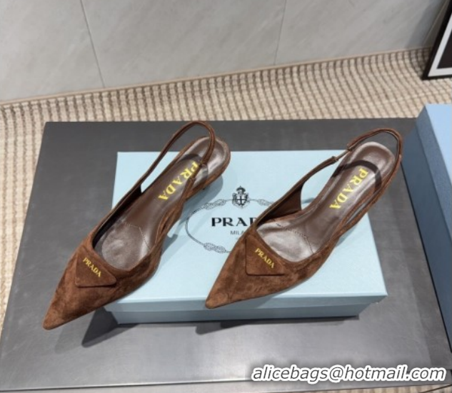 Durable Prada Suede Slingbacks Pump 5.5cm Brown 1I901M 1205049 2026