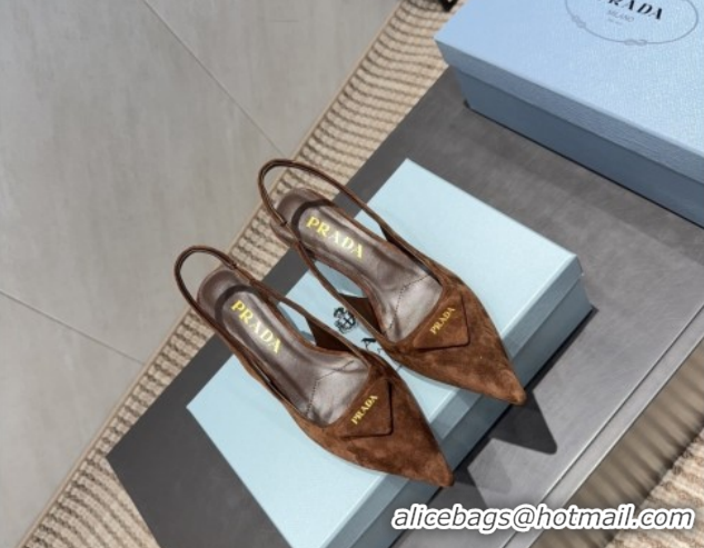 Durable Prada Suede Slingbacks Pump 5.5cm Brown 1I901M 1205049 2026