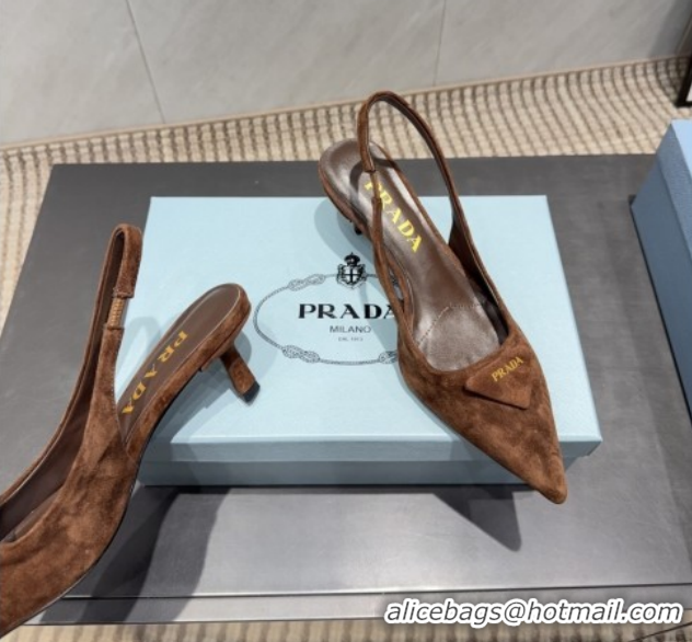Durable Prada Suede Slingbacks Pump 5.5cm Brown 1I901M 1205049 2026