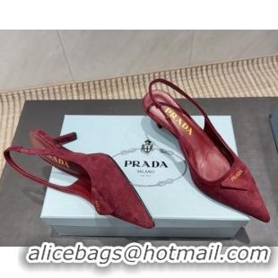 Best Price Prada Suede Slingbacks Pump 5.5cm Red 1I901M 1205050 2026