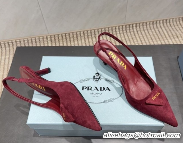 Best Price Prada Suede Slingbacks Pump 5.5cm Red 1I901M 1205050 2026