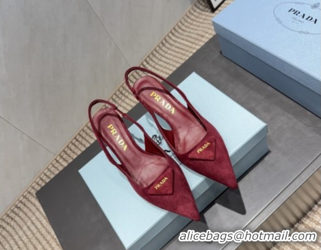 Best Price Prada Suede Slingbacks Pump 5.5cm Red 1I901M 1205050 2026