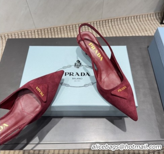 Best Price Prada Suede Slingbacks Pump 5.5cm Red 1I901M 1205050 2026
