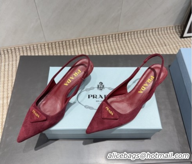 Best Price Prada Suede Slingbacks Pump 5.5cm Red 1I901M 1205050 2026