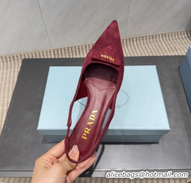 Best Price Prada Suede Slingbacks Pump 5.5cm Red 1I901M 1205050 2026