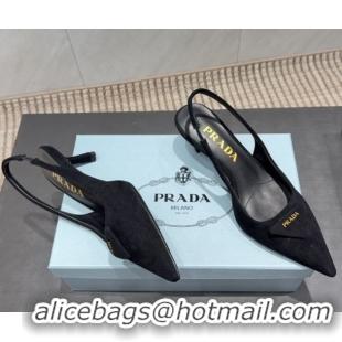 Purchase Prada Suede Slingbacks Pump 5.5cm Black 1I901M 1205051 2026