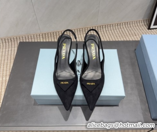 Purchase Prada Suede Slingbacks Pump 5.5cm Black 1I901M 1205051 2026