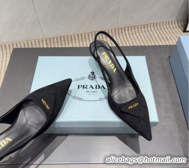 Purchase Prada Suede Slingbacks Pump 5.5cm Black 1I901M 1205051 2026