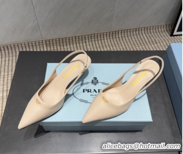 Best Product Prada Leather Slingbacks Pump 5.5cm Nude PR120503 1205052 2026
