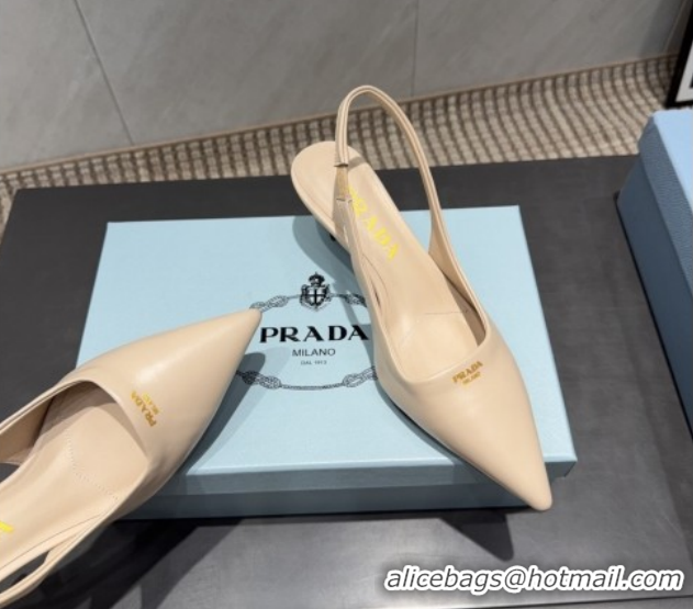 Best Product Prada Leather Slingbacks Pump 5.5cm Nude PR120503 1205052 2026