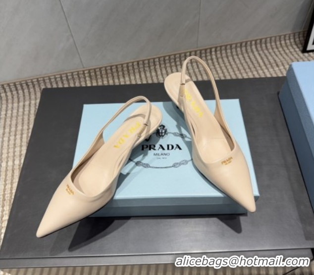 Best Product Prada Leather Slingbacks Pump 5.5cm Nude PR120503 1205052 2026