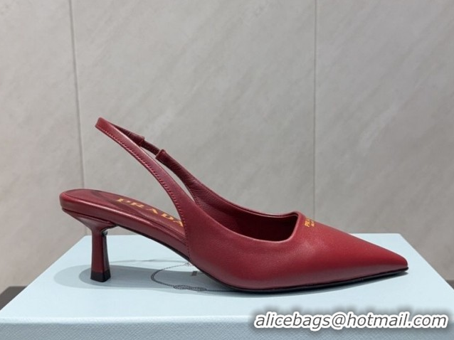 Grade Prada Leather Slingbacks Pump 5.5cm Nude PR120503 Red 2026