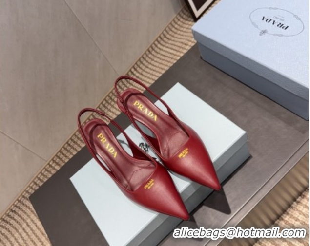 Grade Prada Leather Slingbacks Pump 5.5cm Nude PR120503 Red 2026