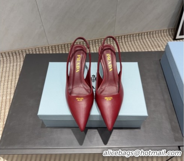 Grade Prada Leather Slingbacks Pump 5.5cm Nude PR120503 Red 2026