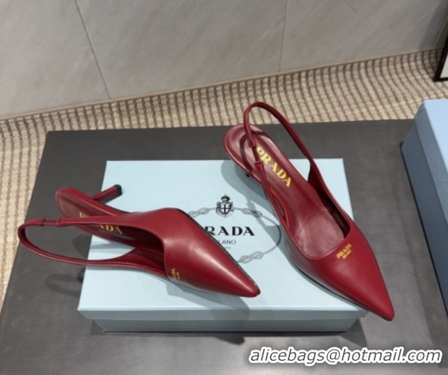 Grade Prada Leather Slingbacks Pump 5.5cm Nude PR120503 Red 2026