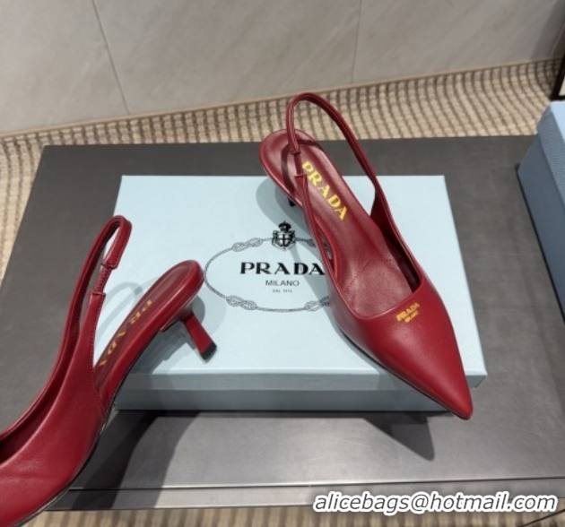 Grade Prada Leather Slingbacks Pump 5.5cm Nude PR120503 Red 2026