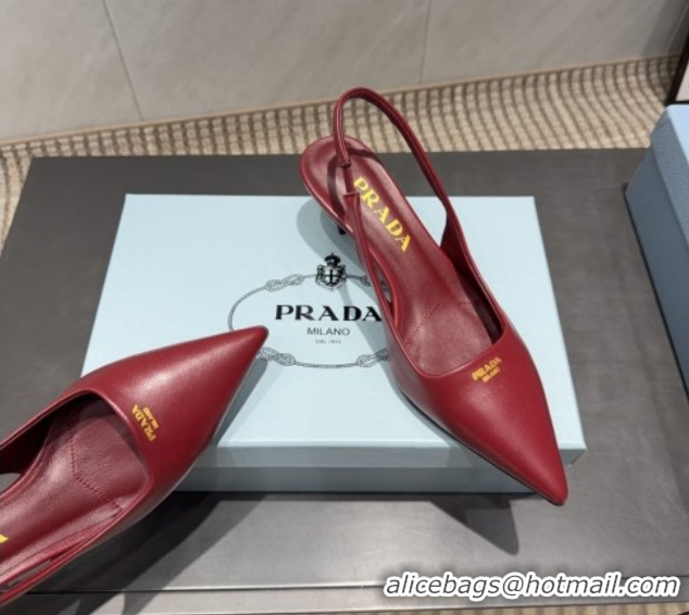 Grade Prada Leather Slingbacks Pump 5.5cm Nude PR120503 Red 2026