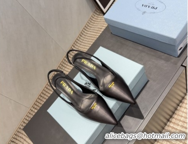 Cheap Prada Leather Slingbacks Pump 5.5cm Nude PR120503 Black 2026