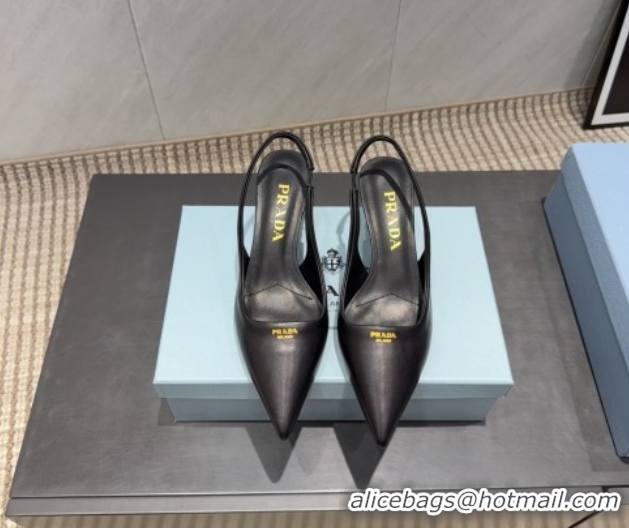 Cheap Prada Leather Slingbacks Pump 5.5cm Nude PR120503 Black 2026