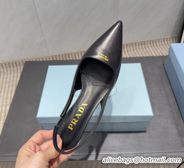 Cheap Prada Leather Slingbacks Pump 5.5cm Nude PR120503 Black 2026