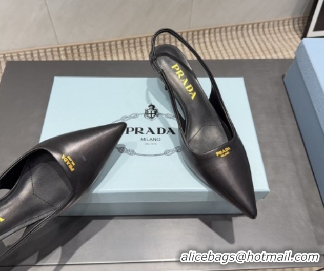 Cheap Prada Leather Slingbacks Pump 5.5cm Nude PR120503 Black 2026