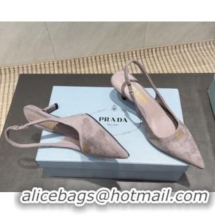 Luxury Discount Prada Suede Slingbacks Pump 5.5cm PR120503 Grey 2026