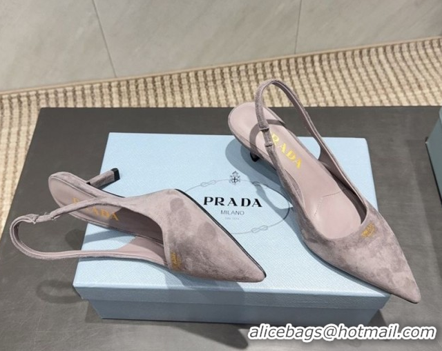 Luxury Discount Prada Suede Slingbacks Pump 5.5cm PR120503 Grey 2026