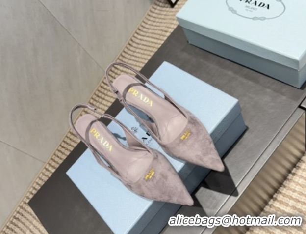 Luxury Discount Prada Suede Slingbacks Pump 5.5cm PR120503 Grey 2026