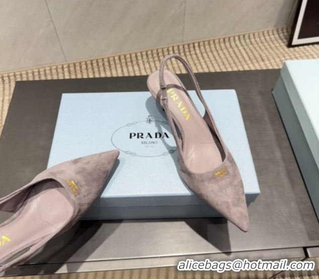 Luxury Discount Prada Suede Slingbacks Pump 5.5cm PR120503 Grey 2026