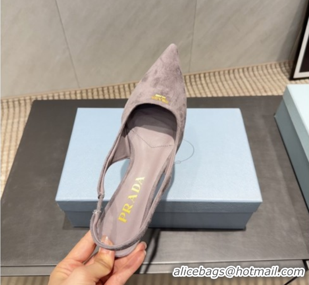 Luxury Discount Prada Suede Slingbacks Pump 5.5cm PR120503 Grey 2026