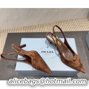 Luxury Prada Suede Slingbacks Pump 5.5cm PR120503 Brown 2026