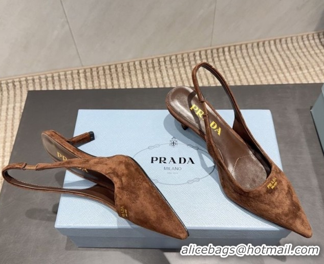 Luxury Prada Suede Slingbacks Pump 5.5cm PR120503 Brown 2026