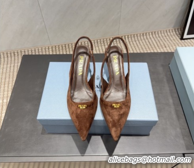 Luxury Prada Suede Slingbacks Pump 5.5cm PR120503 Brown 2026