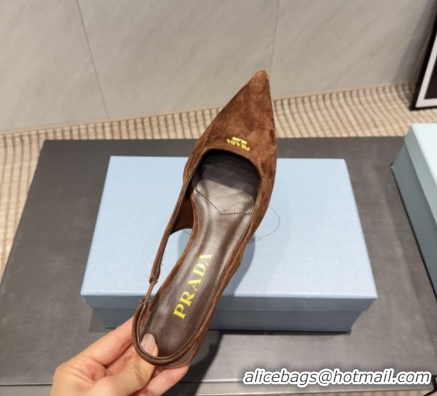 Luxury Prada Suede Slingbacks Pump 5.5cm PR120503 Brown 2026