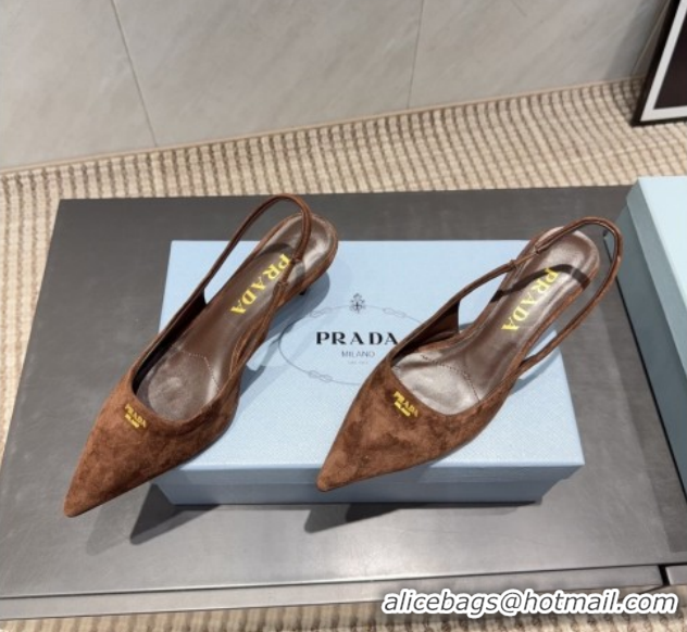 Luxury Prada Suede Slingbacks Pump 5.5cm PR120503 Brown 2026