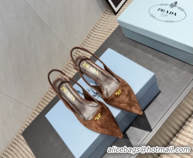 Luxury Prada Suede Slingbacks Pump 5.5cm PR120503 Brown 2026