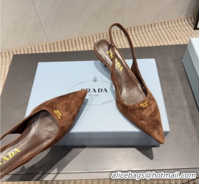 Luxury Prada Suede Slingbacks Pump 5.5cm PR120503 Brown 2026