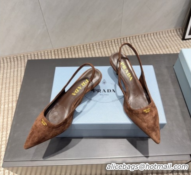 Luxury Prada Suede Slingbacks Pump 5.5cm PR120503 Brown 2026