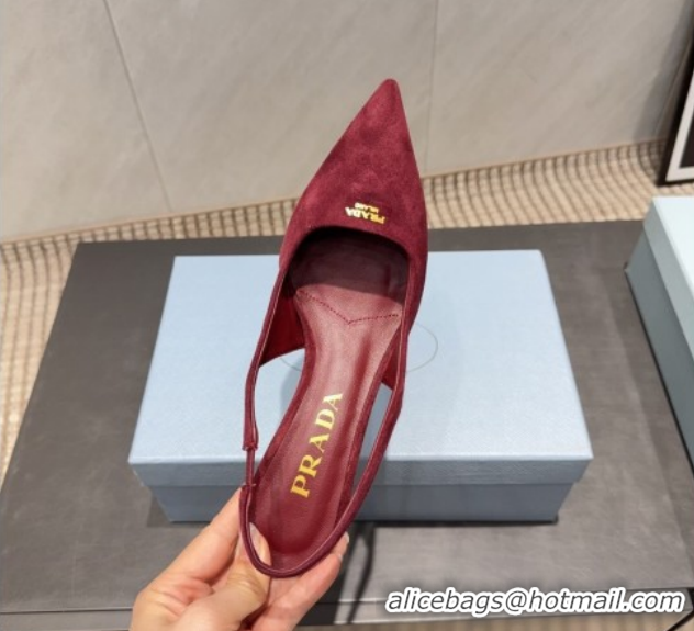 Top Design Prada Suede Slingbacks Pump 5.5cm PR120503 Red 2026