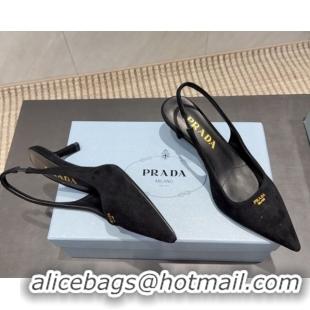 Trendy Design Prada Suede Slingbacks Pump 5.5cm PR120503 Black 2026