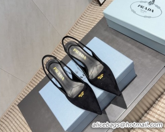 Trendy Design Prada Suede Slingbacks Pump 5.5cm PR120503 Black 2026