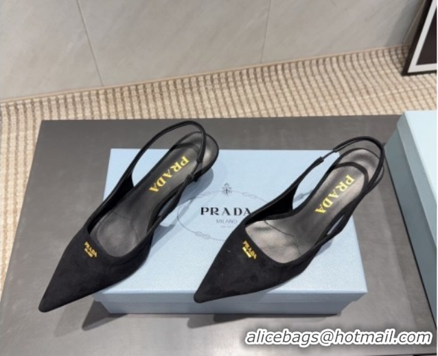 Trendy Design Prada Suede Slingbacks Pump 5.5cm PR120503 Black 2026