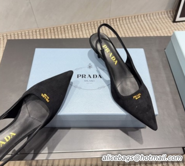 Trendy Design Prada Suede Slingbacks Pump 5.5cm PR120503 Black 2026