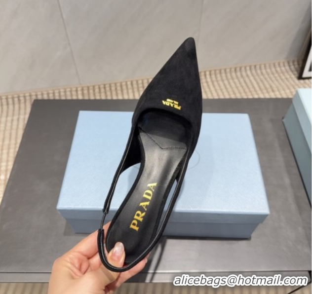 Trendy Design Prada Suede Slingbacks Pump 5.5cm PR120503 Black 2026