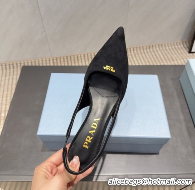 Trendy Design Prada Suede Slingbacks Pump 5.5cm PR120503 Black 2026
