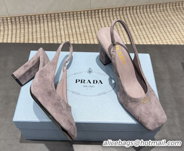 Hot Style Prada Suede high heel slingbacks pump 8.5cm Grey 1I838N 1205060 2026